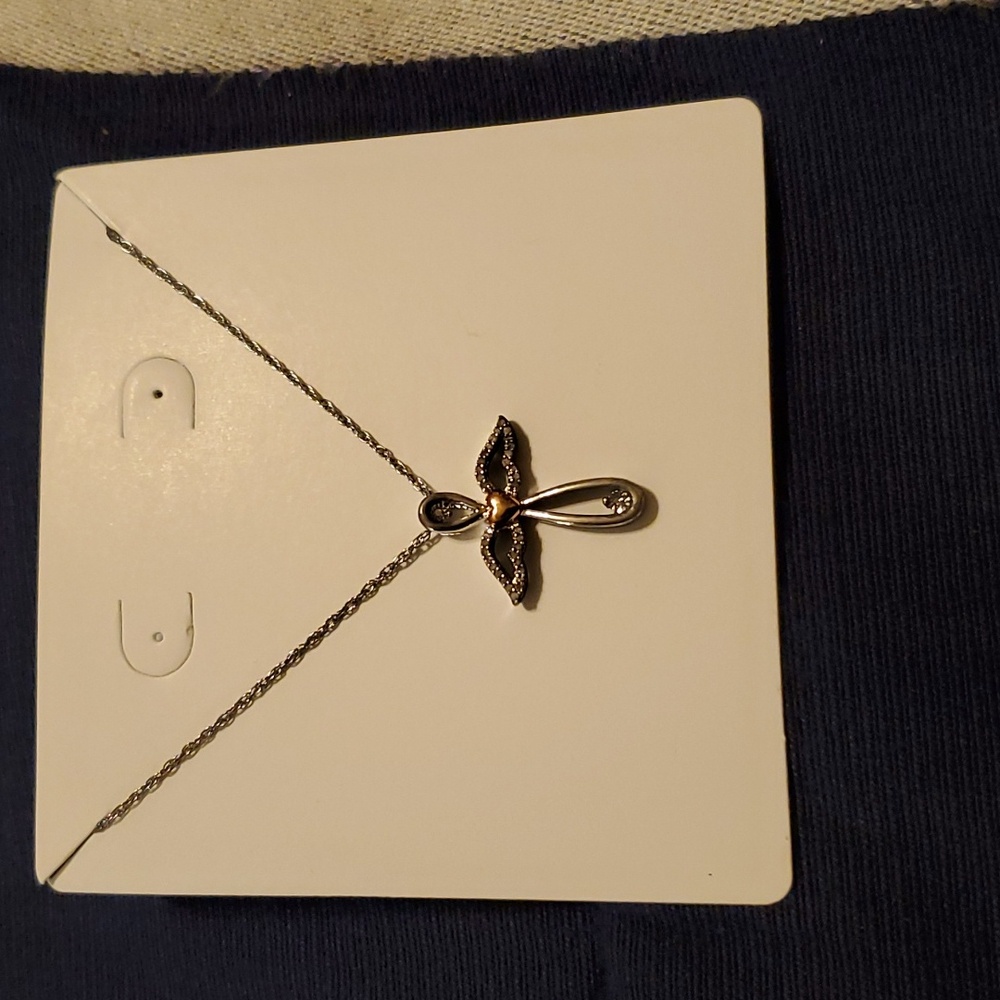 Silver Angel Cross Necklace